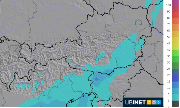 Im Süden fällt örtlich etwas Regen