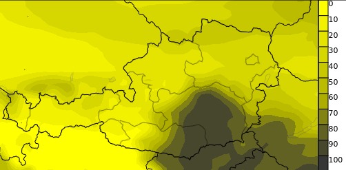 Besonders m Südosten gibt es Hochnebel, im Westen und Norden hingegen Sonne