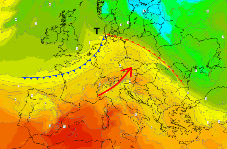 Wetterlage zu Heiligabend, Temperatur in 1500 m Höhe @ UBIMET