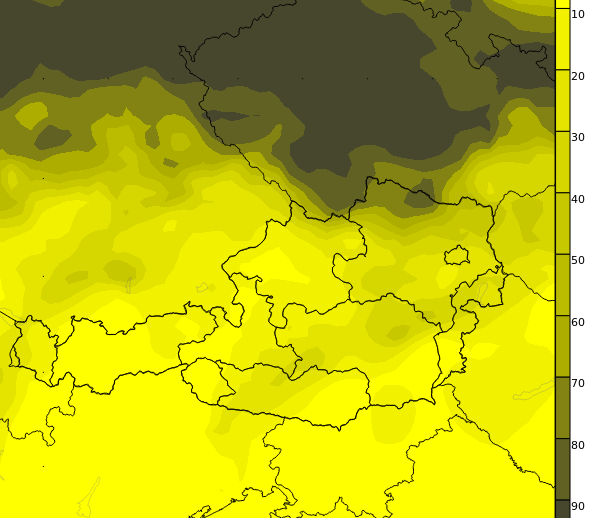 Abschattung durch Wolken am Sonntag. © ECMWF / UBIMET