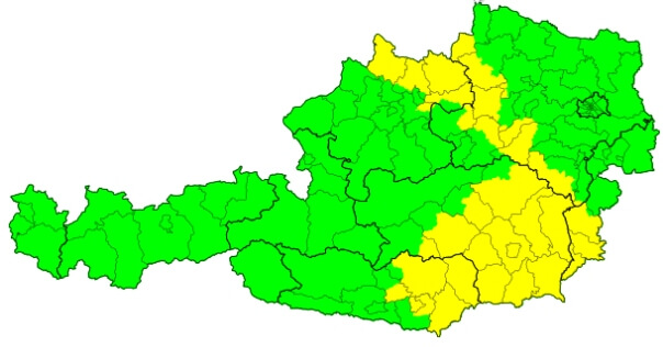Die Vorwarnungen vor Gewitter in der Steiermark sowie im Mühlviertel