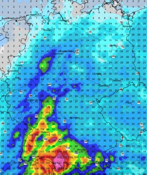 Vor allem im Süden und Südwesten große Regenmengen.