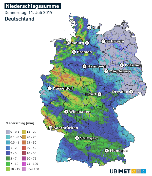 Regen für fast alle Regionen
