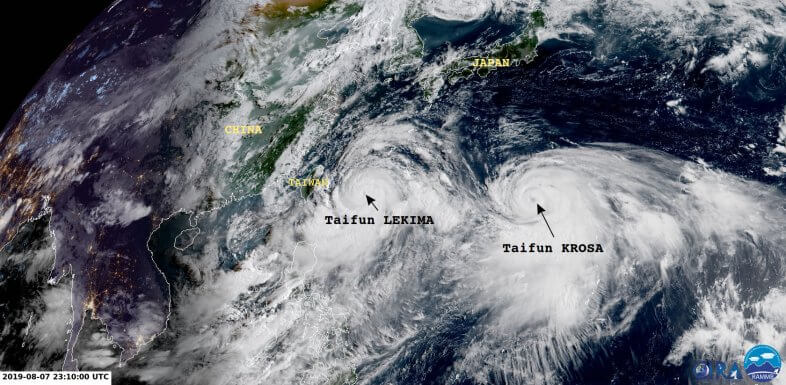 Himawari-Satellitenbild am 08.08.2019 um 01:10 Uhr MESZ © CIRA - RAMMB http://rammb-slider.cira.colostate.edu