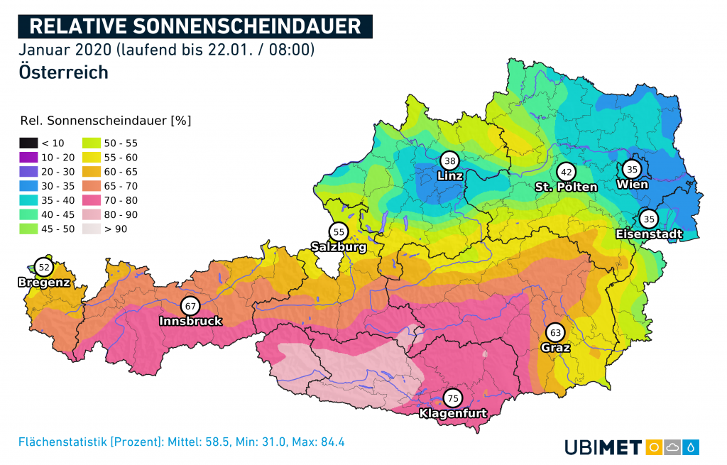 Jänner-Sonne hat Soll teils schon erreicht