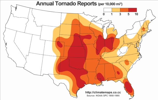 Tornadoklimatologie in den USA. © SPC / NOAA