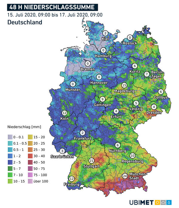 Starkregen in Bayern