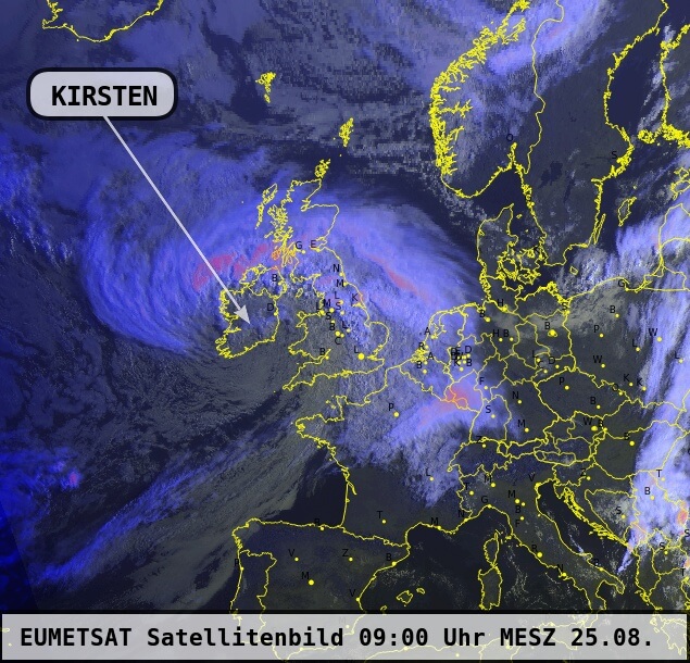 Sturmtief KIRSTEN über Irland um 9 Uhr MESZ am Dienstag - EUMETSAT, UBIMET