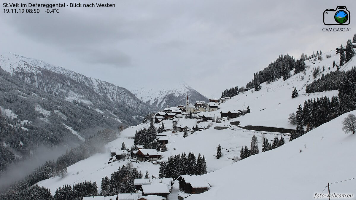 Das Defereggental in Osttirol im November 2019 - https://www.foto-webcam.eu/webcam/stveit/2019/11/19/0850