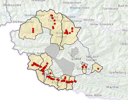 Hoch- und Mittelspannungsstörungen (Stromausfälle) in Osttirol um 18:45 Uhr - https://tirol.leitungsauskunft.at/ol3/netzInfo/