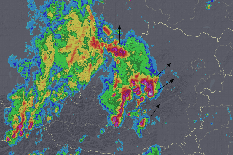Radarbild Österreich 17:10 Uhr, Quelle: Austria Control/UBIMET