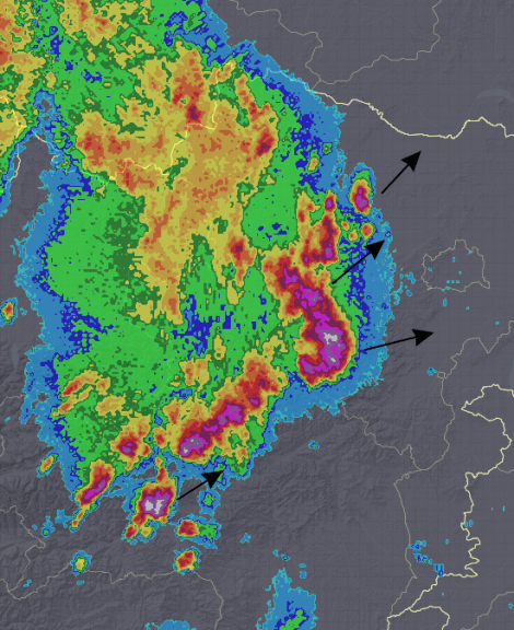 Radarbild von Österreich um 18:10 Uhr, Quelle: AUSTRIA CONTROL/UBIMET