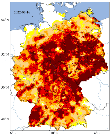 Dürremonitor Gesamtboden ca. 1,8 m für Deutschland, Quelle: https://www.ufz.de/index.php?de=37937