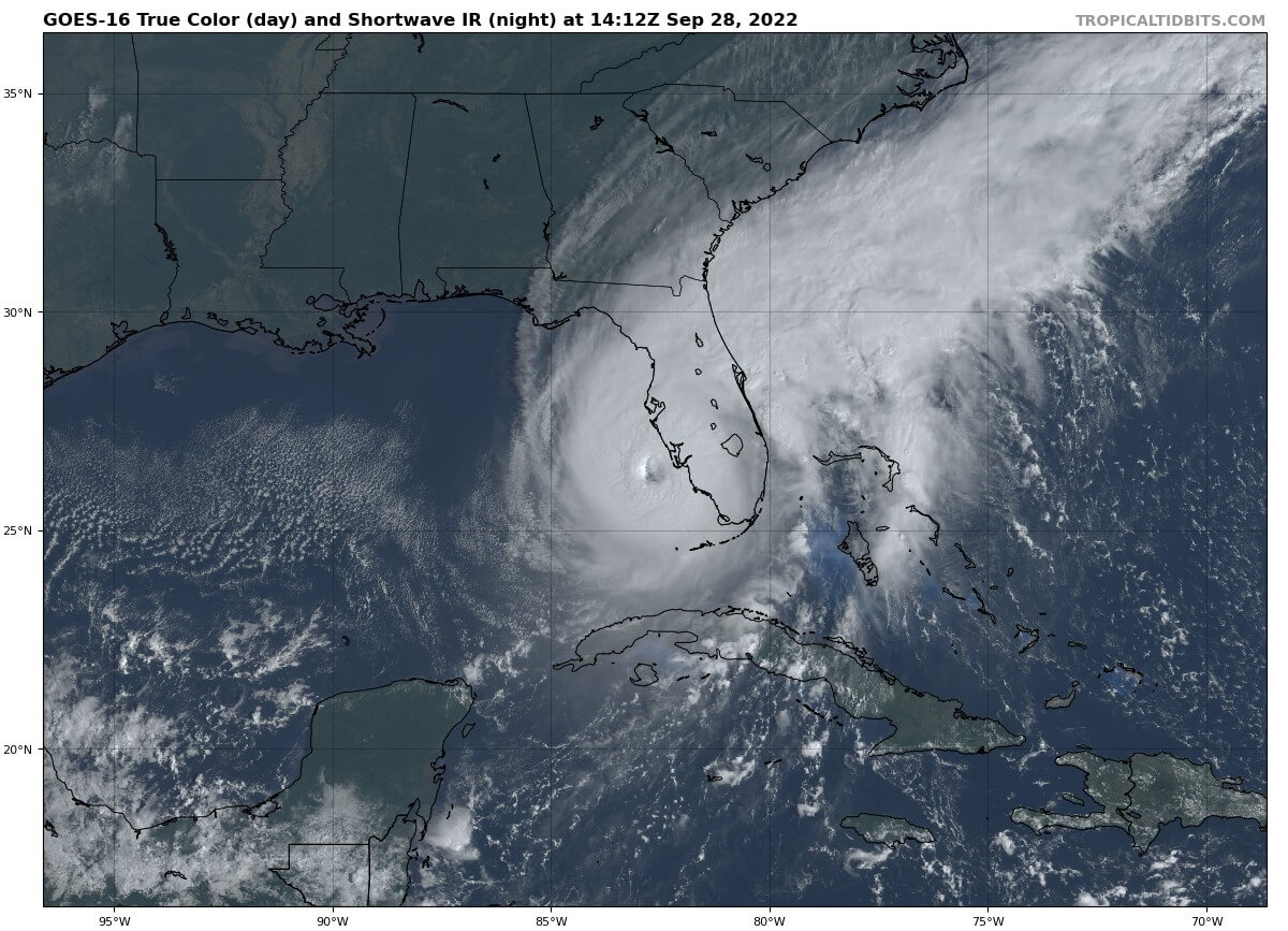 Hurrikan Ian im Golf von Mexiko am 28.09.2022 - https://www.tropicaltidbits.com/