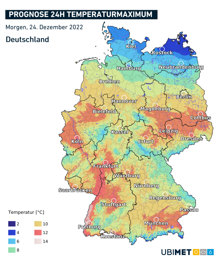 Wetterextreme zu Weihnachten 2022 in Europa