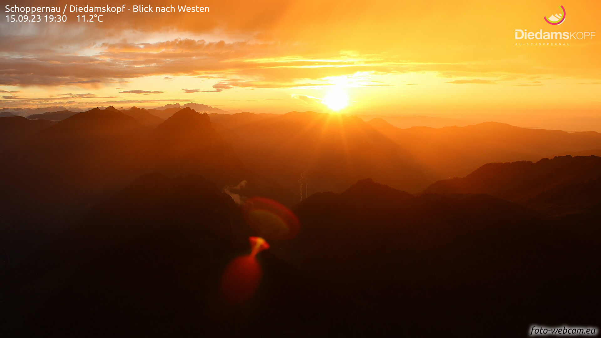 Farbenfroher Sonnenuntergang - Diedamskopf - foto-webcam.eu