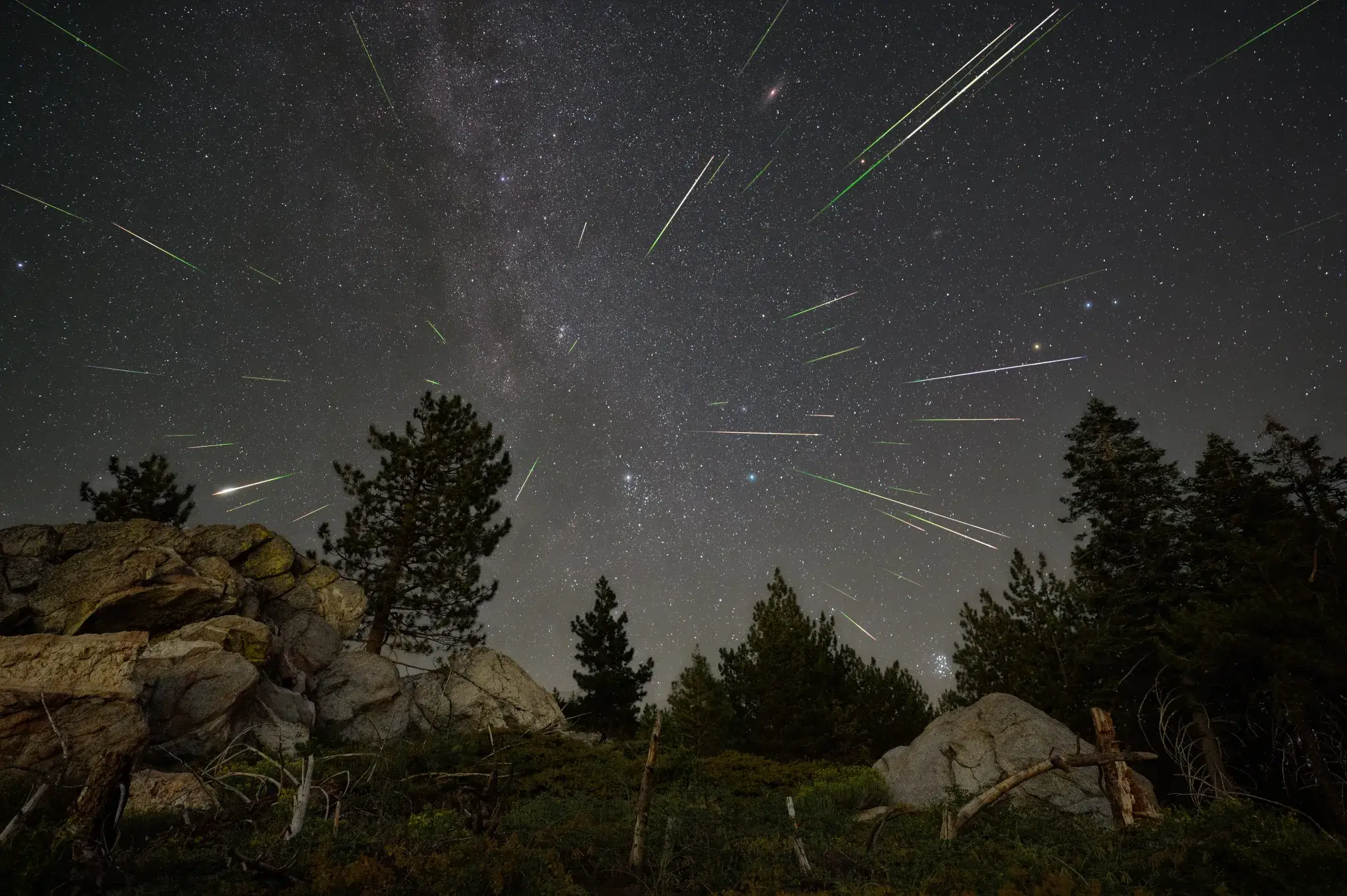 Perseiden im Sequoia National Forest, USA; Quelle: NASA