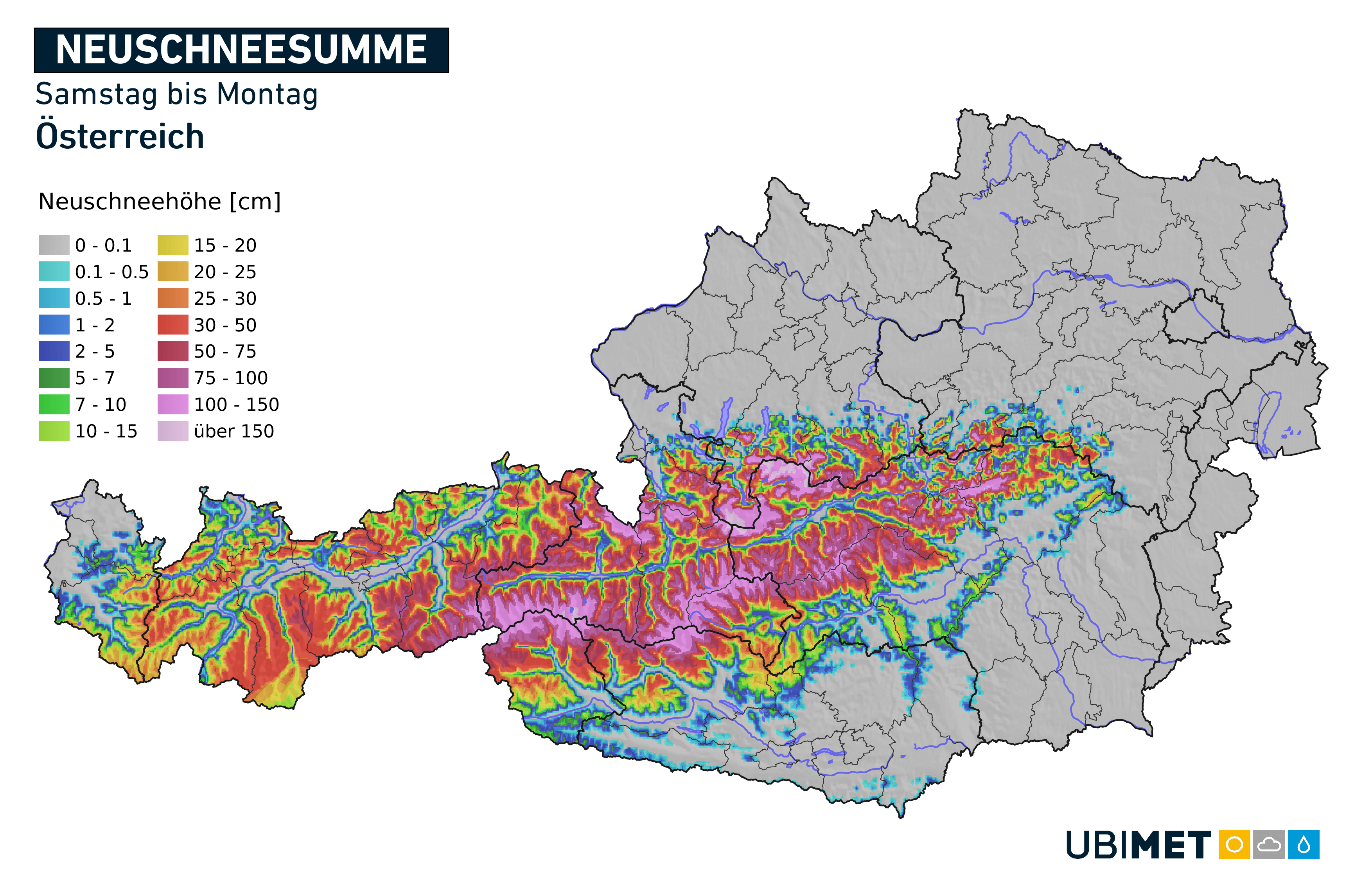 Neuschneeprognose von Samstag bis Montag | UBIMET