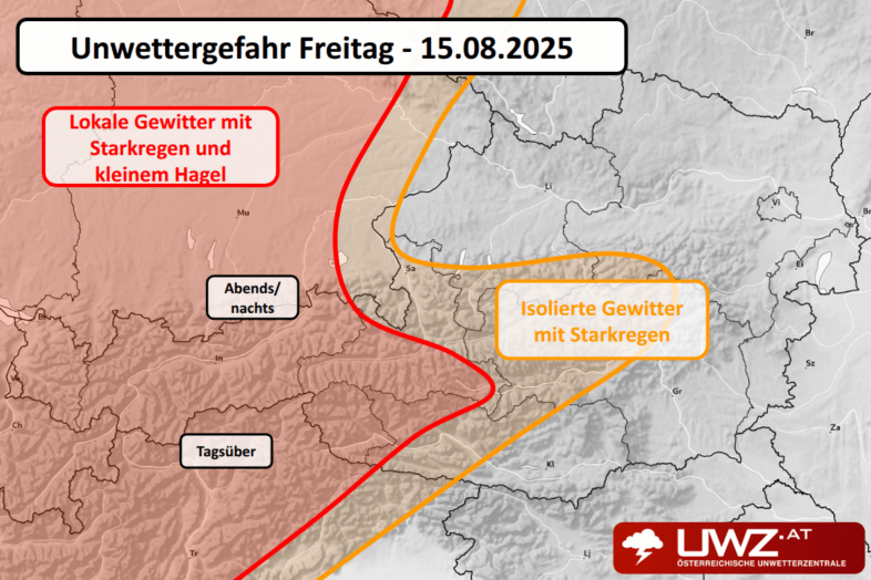 Gewitter und Unwetter - Prognose für den Freitag, Mariä Himmelfart
