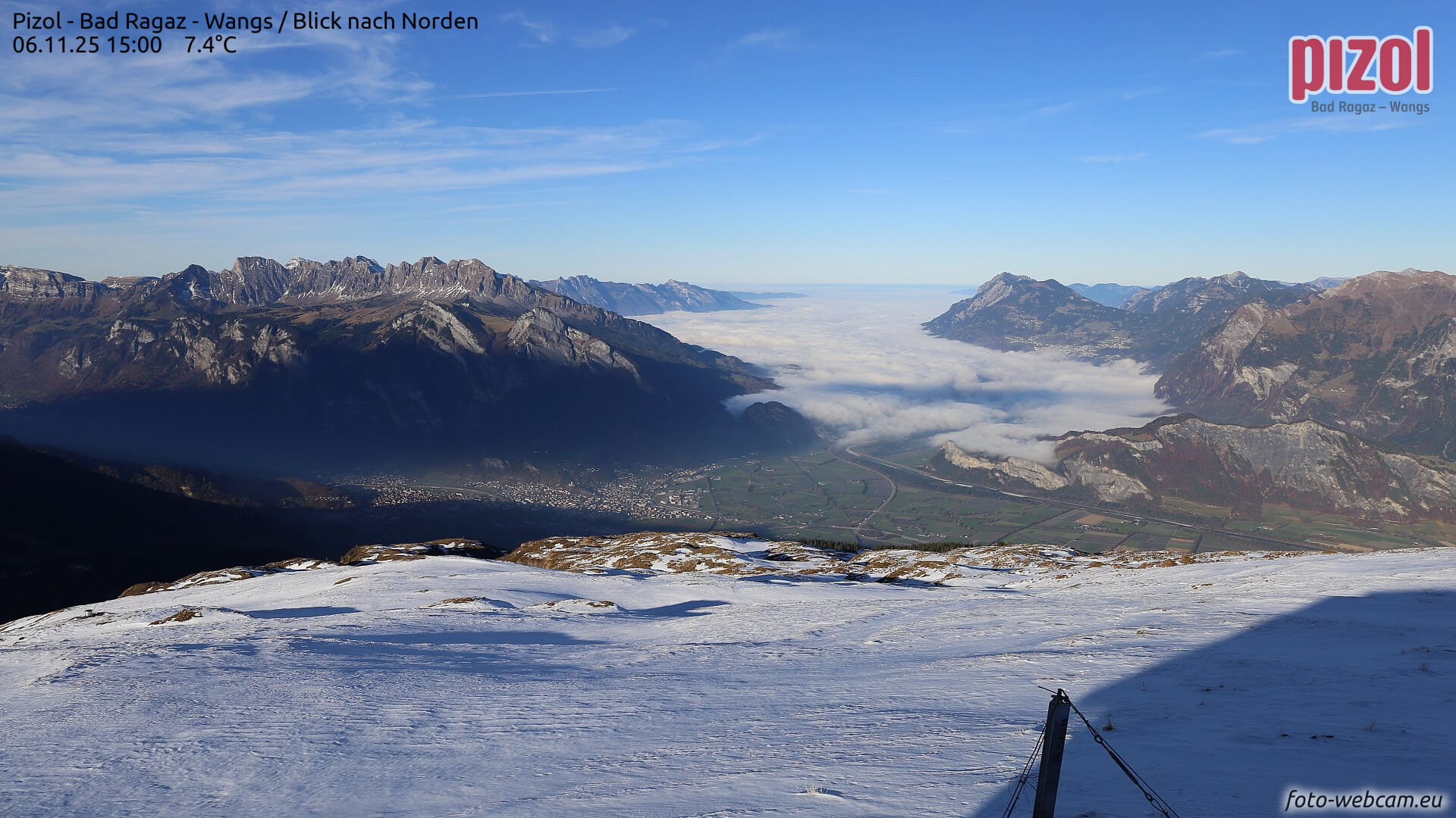 Wetter in der Schweiz - Unten Nebel, oben Sonne. © foto-webcam.eu