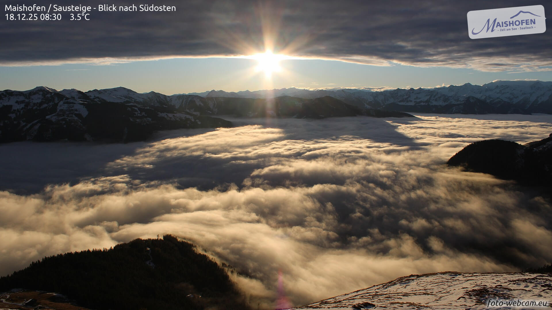 Inversionswetterlage - Oben Sonne, unten Nebel - foto-webcam.eu