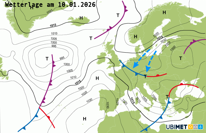 Großwetterlage am Samstag (10.01.2026) - UBIMET