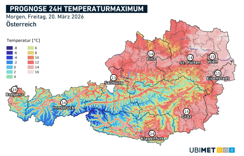 Prognose der Höchstwerte für Freitag, den 20.03.2026