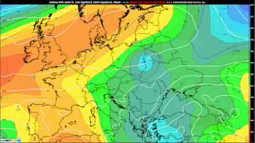 Zugbahn des Höhentiefs am Samstag und Sonntag nach dem Modell ECMWF