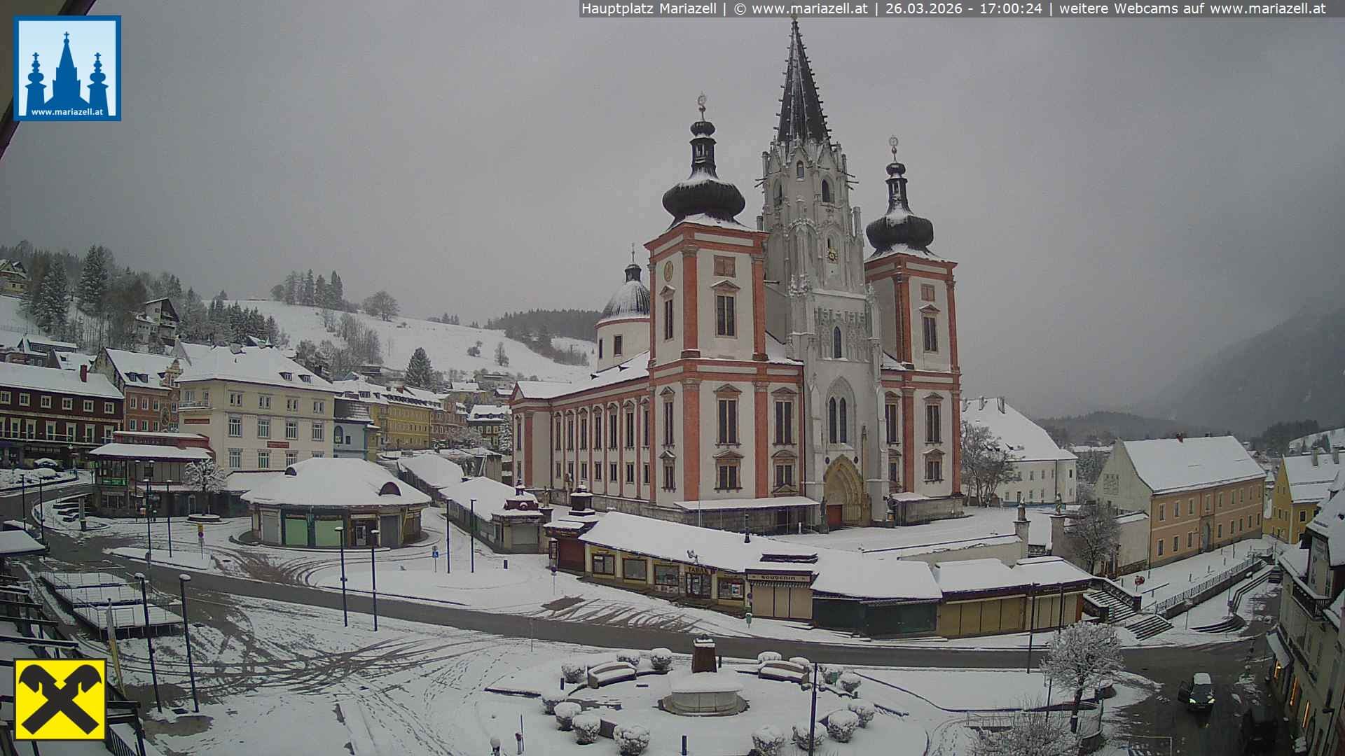 Die Lage in Mariazell am 26.03.2026 um 17 Uhr MEZ - https://www.mariazell.at/webcam/