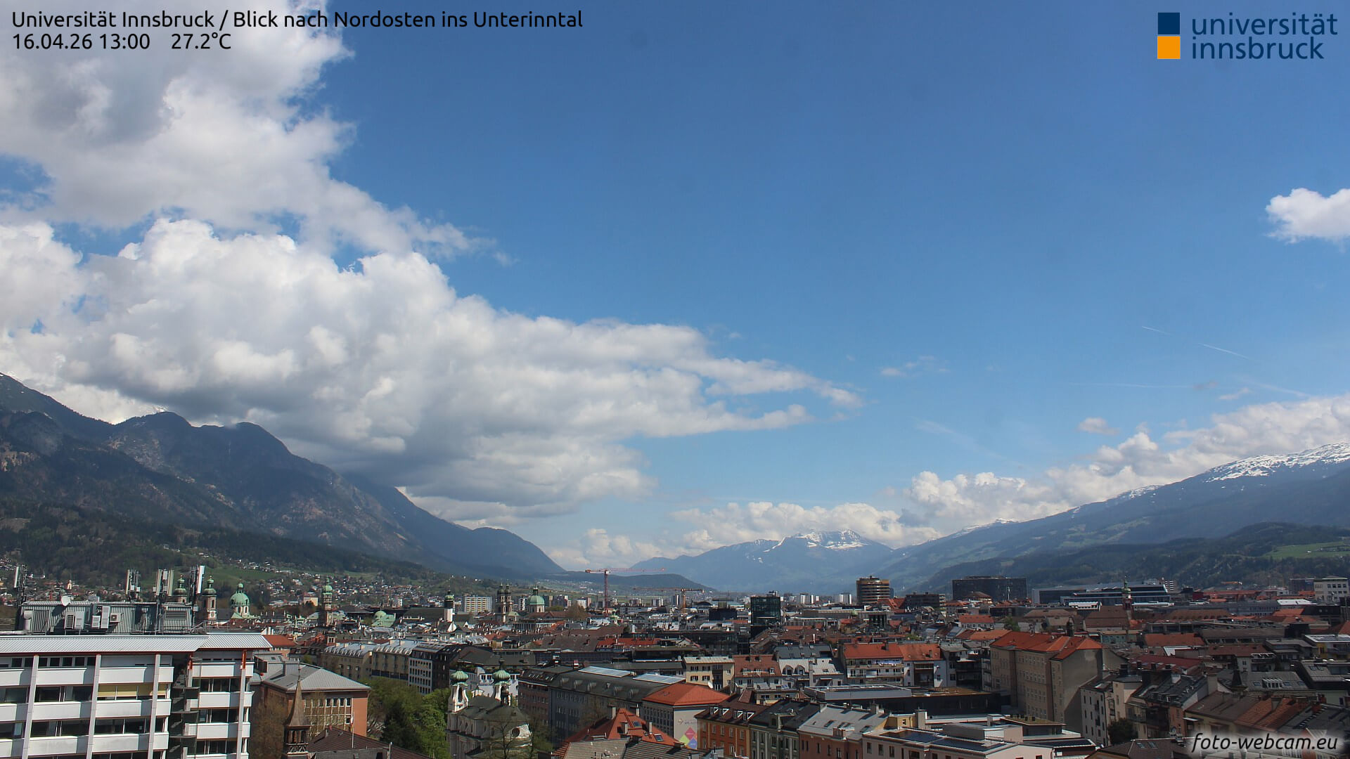 Sonne-Wolken-Mix in Innsbruck © foto-webcam.eu