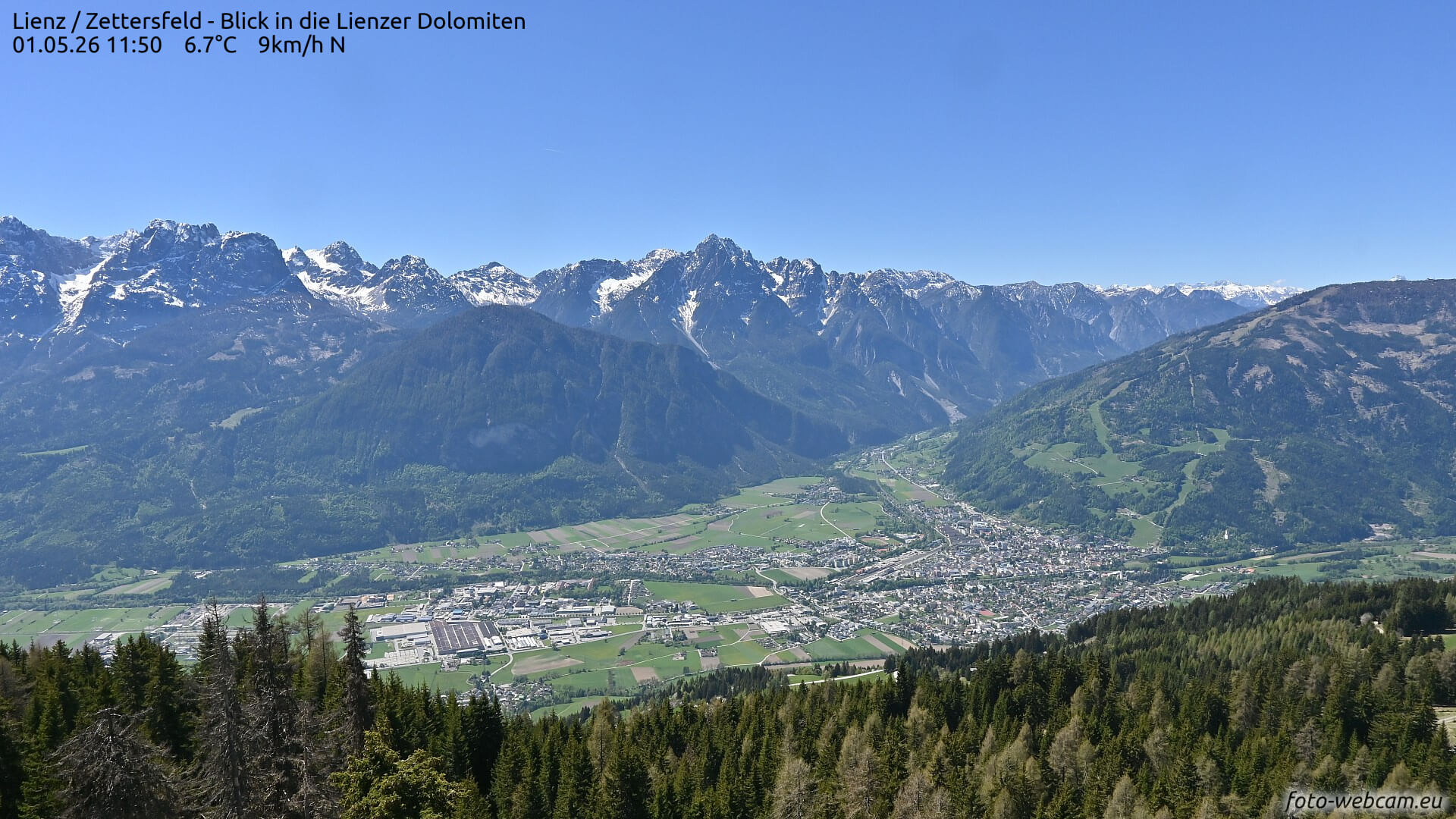 Strahlender Sonnenschein in Lienz © foto-webcam.eu